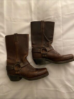 Frye Brown Leather Harness Boots